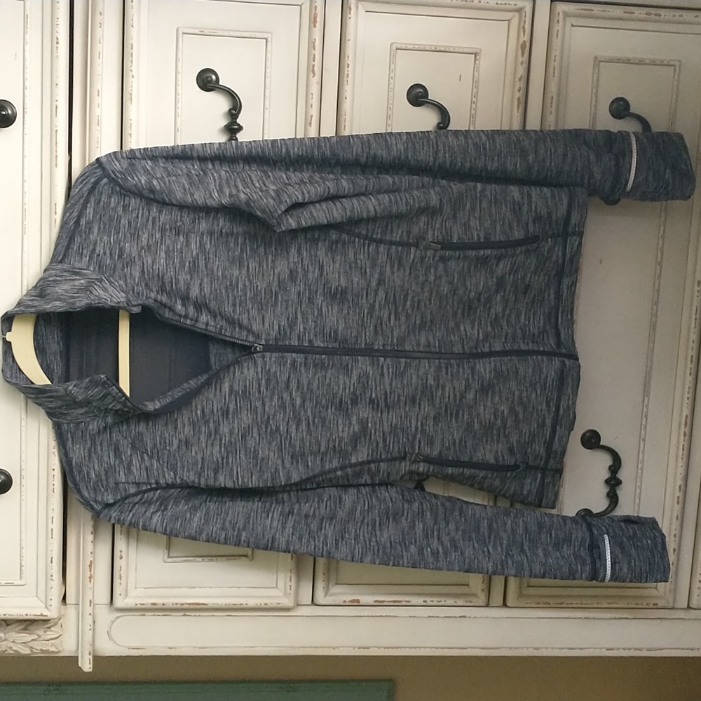 EUC Victoria's Sport Jacket, L, Dk Navy/Grey, Full Zip, Mesh Back, Thumb Holes - Picture 3 of 12